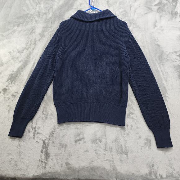 Vintage Holland America Line Sweater Women's Size L Blue Half Zip Cotton Knit - Picture 3 of 9